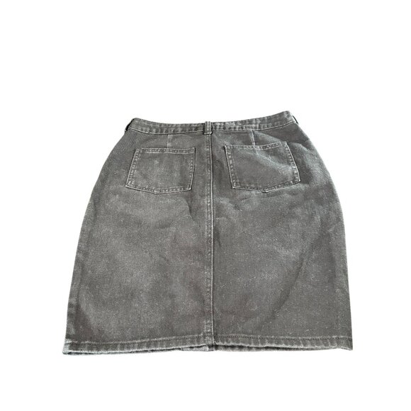Forever 21 Black Denim Button-Front Skirt With Pockets Womens Size L - Picture 2 of 4